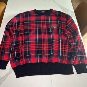 Vintage Gant Golf 100% Cotton Knit Grandpa Sweater Checkered Plaid Mens Size XL